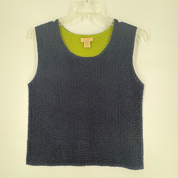 Choices Womens Sleeveless Tank Top‎ Green/Black Textured Reversible Medium - Picture 4 of 7